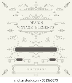Vintage design template, borders, retro elements, Frame, for invitation Vector illustration