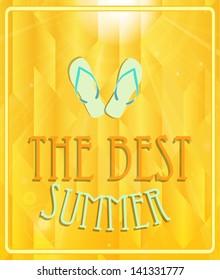 Vintage Design Template. Bright yellow background with the sun.
