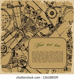 Vintage Design Template, Drawing engine, vector