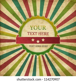 Vintage design template with frame and sunbeams