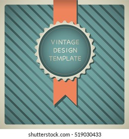 Vintage design template with label, ribbon, banner