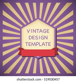 Vintage design template with label, ribbon, banner