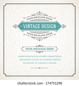 Vintage design template. Retro card and place for text. 