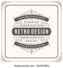 Vintage design template. Retro greeting card flourishes, calligraphic and typographic design elements. Template for design invitations, posters and other design. 