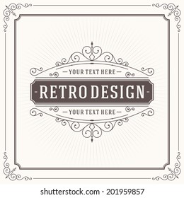 Vintage design template. Retro greeting card flourishes, calligraphic and typographic design elements. Template for design invitations, posters and other design. 