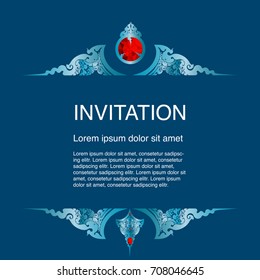 Vintage design template vector background frame border decoration with gems and jewel, illustration eps 10