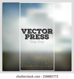 Vintage design vector press template. Summer time poster. Blurred mesh background.