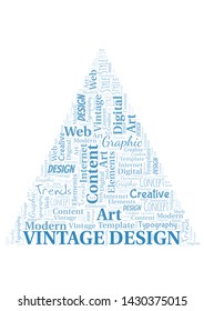 Vintage Design word cloud. Wordcloud made with text only.