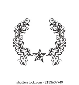 El elemento wreath de diseño vintage.  Ilustración vectorial aislada en blanco.