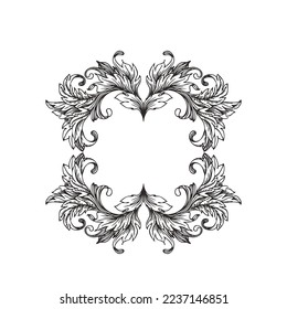 Vintage design wreath element.  Vector illustration isolated on white.