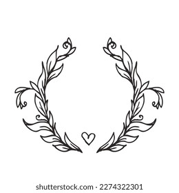 Vintage design wreath element.  Vector illustration isolated on white.