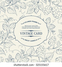 Vintage design for you personal cover. Beer hop engraving. Alcohol theme for menu. Hop texture illustration in style of engraving. Vector illustration.