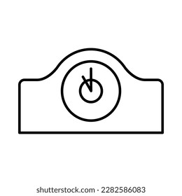 Vintage-Schreibtisch oder Tischuhr mit Konturstil. um elf Uhr angezeigt. einzeln auf weißem Hintergrund. Vektorgrafik.