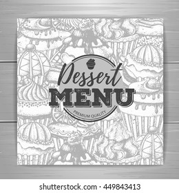 Vintage dessert menu design background. Sweet cupcake