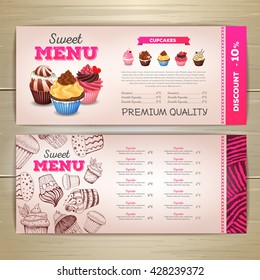 Vintage Dessert Menu Design. Sweet Cupcake