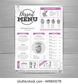 Vintage dessert menu design. Sweet cupcake