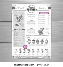 Vintage dessert menu design. Sweet cupcake