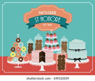 vintage desserts template vector/illustration