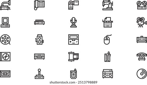 Vintage devices icons High-Quality Vector Icons Collection with Editable Stroke. Ideal for Professional and Creative Projects.