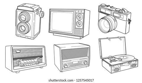 Vintage Devices Illustration Set