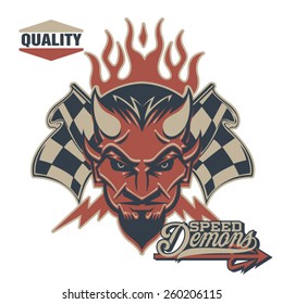 Vintage Devil Checkered Flags Racing