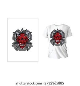 Vintage devil head illustration for T-shirt
