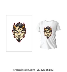 Ilustração de cabeça de diabo vintage para camiseta e mercadoria