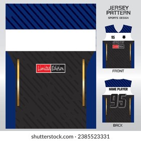 vintage diagonal lines black blue pattern design, illustration, textile background for sports t-shirt, football jersey shirt mockup for football club. consistent front view