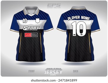 vintage diagonal lines black blue pattern design, illustration, textile background for sports t-shirt, football jersey shirt mockup for football club. consistent front view