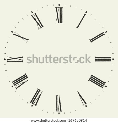 Vintage dial. Vector roman numeral clock.