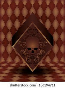 Vintage diamonds poker card, vector illustration