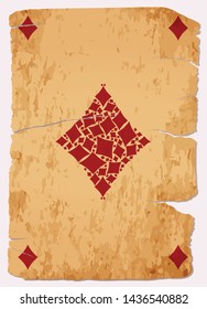 Vintage diamonds poker cards, vector illustration