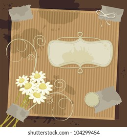 Vintage diary cover background with blank labels for name and year