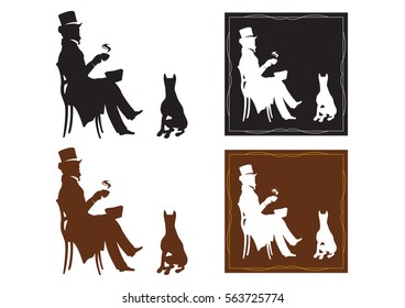 Vintage dickens man with a dog logo set