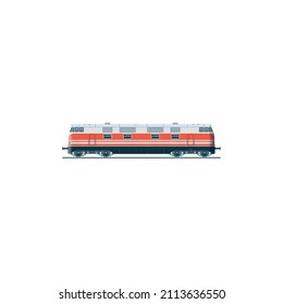 Vintage Diesel Locomotive. Side View. Vector Illustration