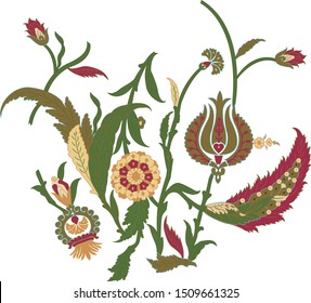 Vintage Different flowers and leaf