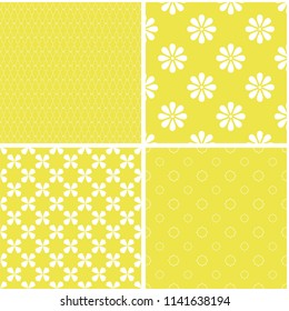 Vintage different vector seamless patterns. Set of yellow geometric ornament.