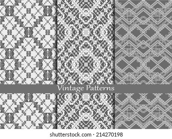 Vintage different vector seamless patterns.