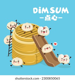 Vintage dim sum character poster design.