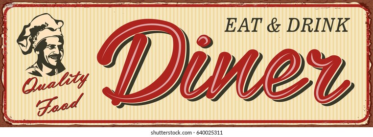 Vintage Diner metal sign.