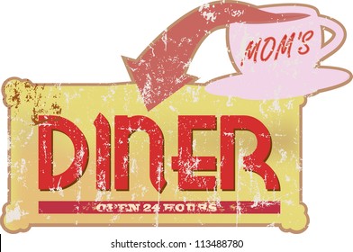 Vintage diner sign, vector illustration, scalable to any size
