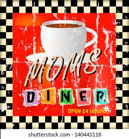 Vintage Diner Sign, Vector Illustration, Scalable To Any Size