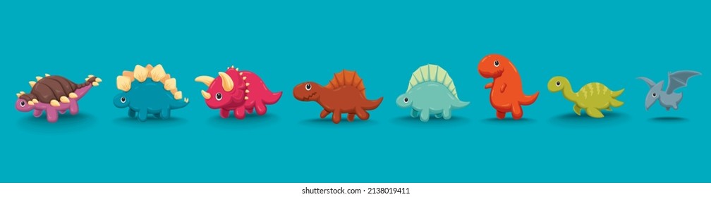 Vintage dinosaur character design set