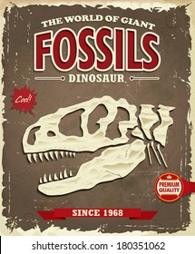 Vintage Dinosaur fossil poster design 