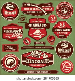 Vintage Dinosaur Label Design Set 