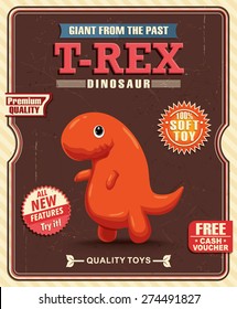 Vintage Dinosaur toy poster design with tyrannosaurus rex