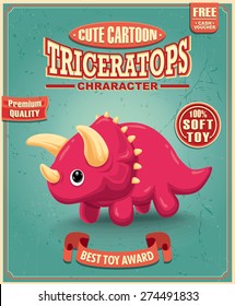 Vintage Dinosaur toy poster design wit triceratops