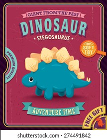 Vintage Dinosaur toy poster design with Stegosaurus