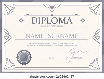 Vintage diploma document elegant frame