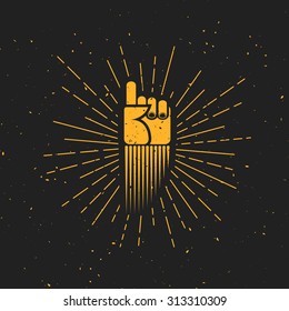 Vintage direction finger logo, badge, sticker. Template for your cover, t-shirt or some art works.